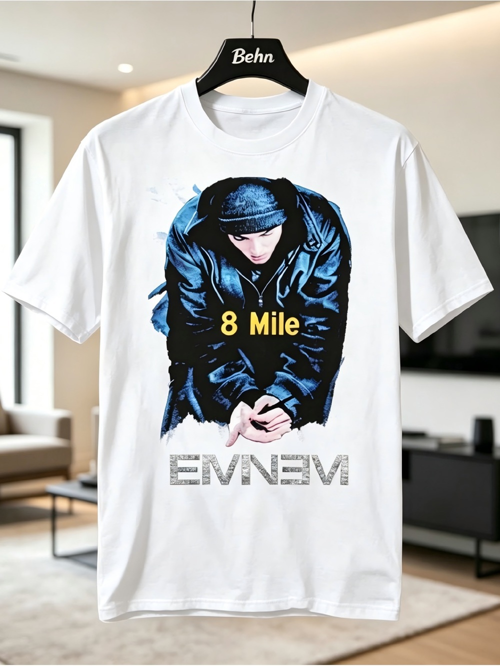 Eminem Slim Shady Rap 8 Mile Design Womens Mens T-shirt Unisex White